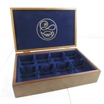 Wooden Bigelow Tea Box Chest Blue Felted Divided Compartments Storage Holder. Fixed Price $18.00.