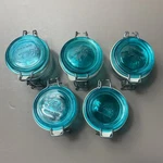 Fido Bormioli Rocco Glass Turquoise Clamp Jars 6.75 Oz Rubber Gasket Italy. Fixed Price $59.99.