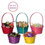 New Wickerwise 5 Assorted Color Bamboo Round Baskets With Handles. Fixed Price $41.09.