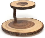 Lipper International Acacia 2-TIER Tree Bark Server 14"L X 14"W 8"TH. Fixed Price $35.00.