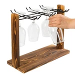 Rustic Wine Glass Hanging Rack Torched Brown Wooden Matte Black Metal Wire 6-.... Fixed Price $38.19.