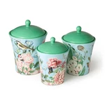Flora Ceramic Canister Set 3-PIECE Airtight Storage Jars With Pastel. Fixed Price $105.96.