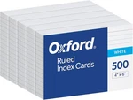 Oxford Index Cards, 500 Pack, Ruled Front, 4X6, White. Fixed Price $12.71.