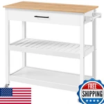 Yaheetech Kitchen Island Cart On Wheels Bamboo Tabletop 3-TIER Rolling. Fixed Price $164.98.