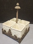 New-gracious Goods Gg Flatware Caddy Holder Cream Metal Acanthus. Fixed Price $149.99.