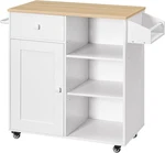 Stylish Kitchen Island & Storage Cart With Drawer Spice Rack, White. Fixed Price $155.99.