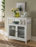 Kings Brand White Finish Wood Kitchen Storage Buffet Cabinet With Glass Doors. Fixed Price $129.99.