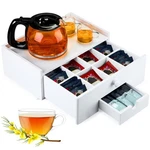 Cinnvoice Tea Bag Organizer Wood Storage Box 8 Compartments Con.... Fixed Price $58.51.