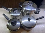 Vtg Revere Ware Stainless Steel 2Q 3Q 6Q Steamer & Copper Bottom 4Q 9 Piece Set. Fixed Price $90.00.