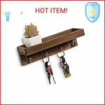 Mygift 10 Inch Floating Wall Shelf With Hooks, Dark Brown Wood Entryway Storage. Fixed Price $27.52.