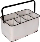 Creative Co-op Distressed White Metal Caddy With 6 Compartments. Fixed Price $28.69.