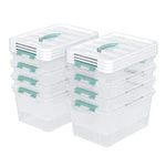Anbers 4/6/8-PACKS Stackable Latching Box W/ Lid, Plastic Storage Bins, 14-QUART. Fixed Price $45.94.