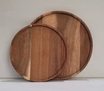 Two Acacia Wood Lazy Susan Turntable Organizer Trays 9 5/8" And 7/8". Fixed Price $24.99.