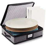 Grey Fine China Platter Storage Container With Padded Dividers And Zippered Lid. Fixed Price $23.09.