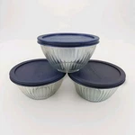 Vintage Corning Pyrex 3 Cup Mixing Storage Bowls Set Of Lids #7401 Usa 90'S. Fixed Price $38.00.