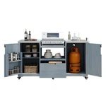 66.5" Outdoor Kitchen Island For , Solid Wood Cart Tabletop With. Fixed Price $442.98.