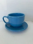 Homer Laughlin Fiesta Style Peacock Blue Retired Cup Saucer Set Ceramic. Fixed Price $23.99.