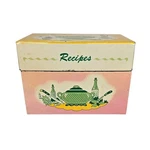 Vintage Ohio Art Co Tin Recipe Box Mid Century Pink Yellow White Retro Kitchens. Fixed Price $15.99.