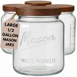Glass Mason Jars 64 Oz Airtight Wood Lids Food Storage Kitchentoolz Half. Fixed Price $124.99.