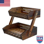 Fruit Basket For Kitchen Counter Organizer Wooden Vegetable Holder 2 Tier. Fixed Price $28.70.