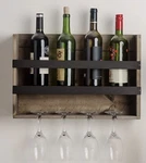 The Rustic Home, Distressed Wooden Wall Wine Rack Stemware Glass Holder. Fixed Price $58.00.