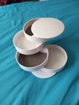 Vtg Interdesign Off White Swivel Organizer Box Jewelry Trinket Lid. Fixed Price $53.00.