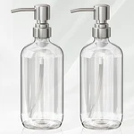 Amazerbath Soap Dispenser, 2 Pack Glass With Pump Stainless Steel. Fixed Price $23.74.