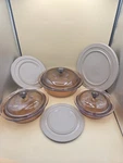 Corning Visions Pyrex Amber Cookware 9 Piece Bowl Set Dishes Lids Storage Covers. Fixed Price $110.00.