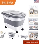 Sturdy Collapsible Food Storage Container With Airtight Lid And Wheels - 30LBS. Fixed Price $57.49.