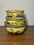 3 Vintage Casa Vero By Ack Mixing Serving Nesting Bowls Hand Painted Fruit Desig. Fixed Price $39.99.