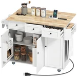 Homcom Mobile Kitchen Island With Power Outlet Drop Leaf Cart White. Fixed Price $187.99.