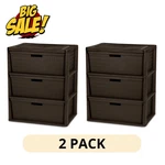 2 Pack Sterilite Wide 3 Drawer Cross Weave Tower Espresso Plastic Storage Organi. Fixed Price $57.99.