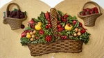 Vtg Homco & Burwood Home Interior Fruit Baskets Wall Plaque Set 3PCS Apples. Fixed Price $28.00.