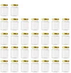 Encheng 4 Oz Clear Hexagon Jars,small Glass With Lids(golden),mason. Fixed Price $33.29.