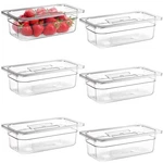 6 Pack Plastic Clear Food Pans With Lids, 1/3 Size 4 Inch Deep Stackable Comm.... Fixed Price $51.62.