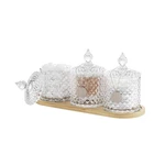 3 Pack Glass Qtip Holder Dispenser With Tray And Tag, Apothecary Jars Li.... Fixed Price $43.20.