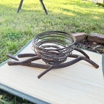 Vintage Handcrafted Art Wrought Iron Wire Nest Basket Decor. Fixed Price $67.00.