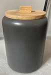 Threshold Stoneware Canister Gray W/ Wooden Lid Target Kitchen Storage. Fixed Price $17.89.
