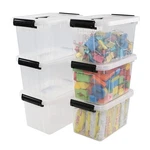 Sandmovie 6 Quart Clear Plastic Storage Bins With Lids, Packs. Fixed Price $37.43.