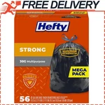 Hefty Strong Large Multipurpose Trash Bags, Unscented, 30 Gallon, 56 Count. Fixed Price $19.93.