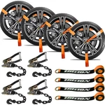 Ibition 4 Pack Car Tie Down Straps For Trailers With Heavy Duty Chain Anchors.... Fixed Price $108.61.