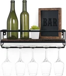 Wall Mounted Wine - Bottle & Glass Holder Wood Rustic Floating Racks With. Fixed Price $33.99.