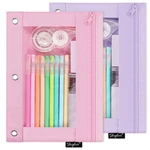 Skydue Pencil Pouch For 3 Ring Binder, Zipper 2PACK, Pink&purple. Fixed Price $10.06.