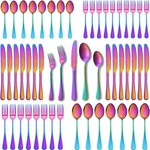 Runfly Rainbow Silverware Set, 40 Piece Flatware Cutlery For 8, Stainless.... Fixed Price $34.47.