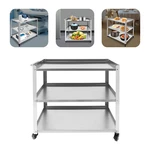 3 Tier Kitchen Trolley Cart Utility Serving Storage Rolling Stainless Steel. Fixed Price $96.34.