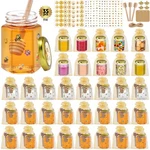 Bgraceyy 35 Pack 4 Oz Mini Hexagon Glass Honey Jars With Dippers, Gold Lids, Bee. Fixed Price $51.92.