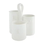Mud Pie Ceramic Utensil Holder, White - Fork Knife Spoon Caddy 8X7 Inches. Fixed Price $61.29.
