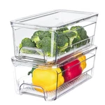 Brippo Pull Out Fridge Organizer Drawer, Stackable 2 Pack, Transparent. Fixed Price $48.75.
