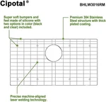29.3" X 15.4" Rear Drain Kitchen Sink Bottom Grid Cipotal BHLW3016RM. Fixed Price $32.00.