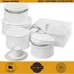 5-PIECE Dinnerware Storage Set With Zipper Cushioned Quilted White New. Fixed Price $21.99.